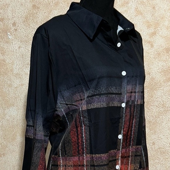 Plaid Shirt Lapel Collar Durable Non-Sheer Fabric Button-Up Design - Picture 12 of 13